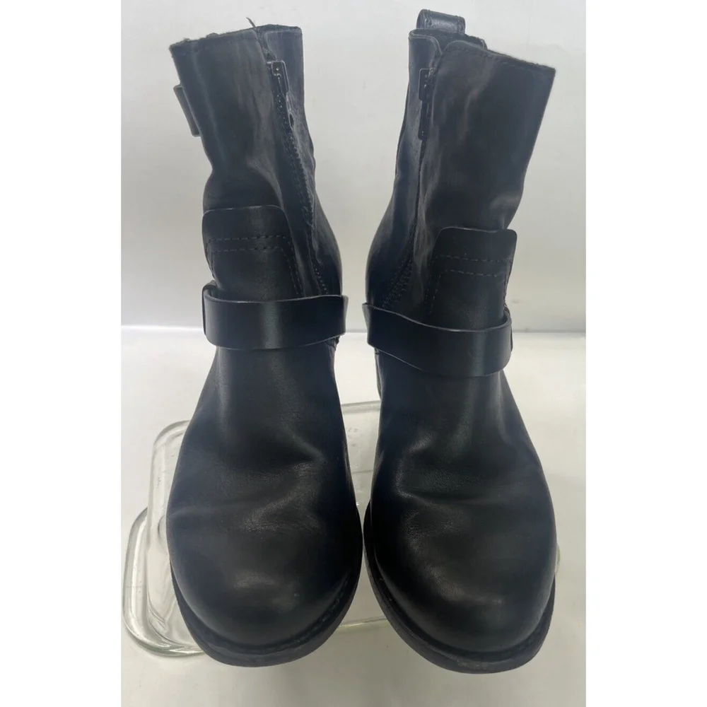 Rag & Bone Womens Buckled Zipped Block Heels Ankle Boots Black Size 36‎ EU 6 US